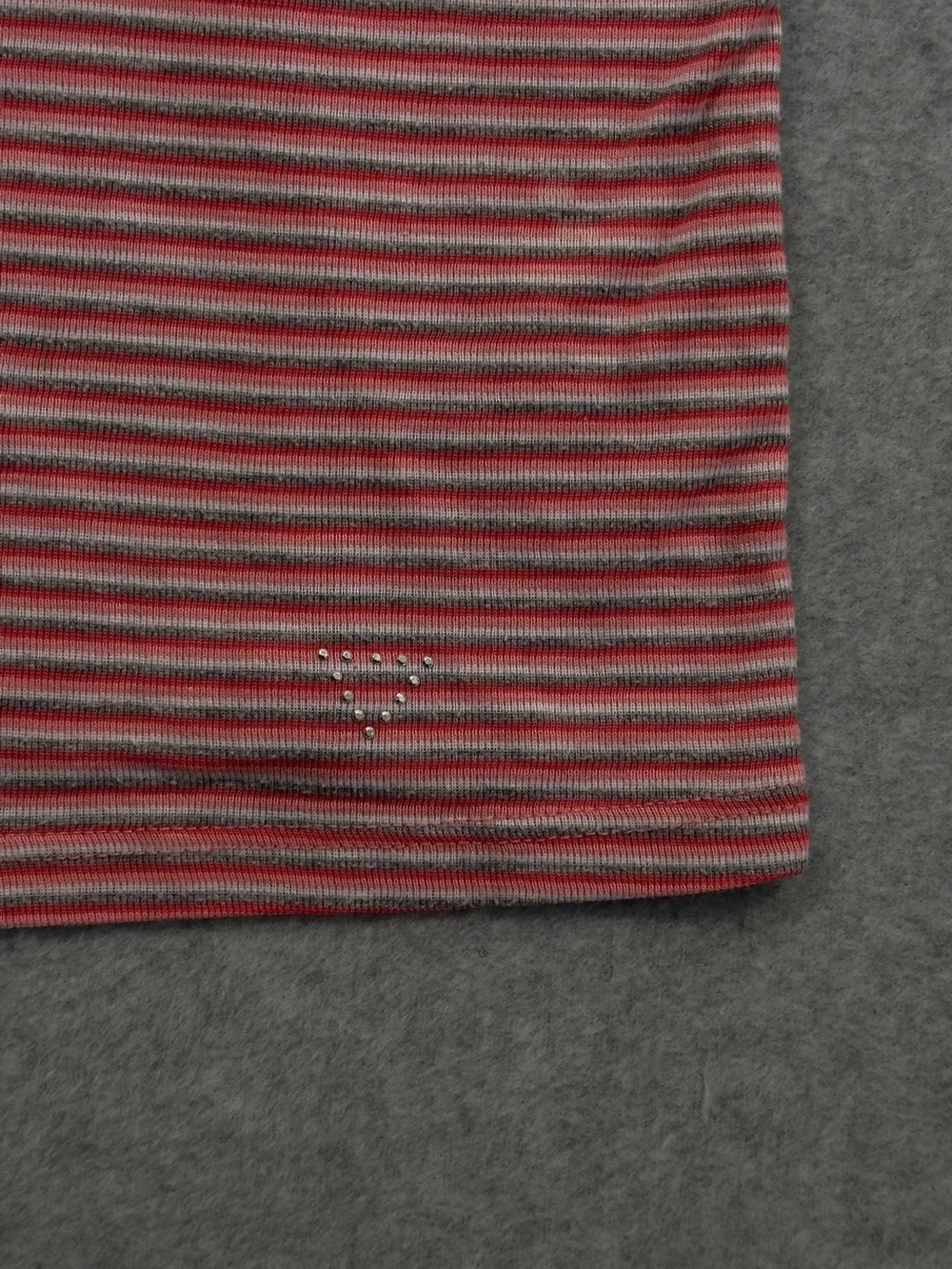 Vintage Y2K Guess Jeans Red & Gray Striped Tank Top Cami with Lace - Picture 3 of 6